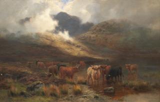 Louis Bosworth Hurt - Highland cattle in the mist