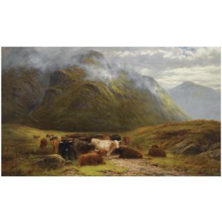 Louis Bosworth Hurt - Highland Cattle Resting Near Buchal Etive, Glen Coe