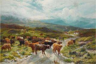 Louis Bosworth Hurt - Highland Cattle with Drovers