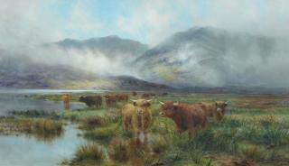 Louis Bosworth Hurt - The Sunlit Mists of Early Morning, A Marshy Pasture