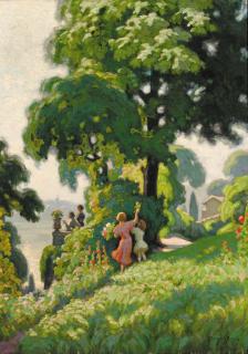 Louis Bourgeois Borgex - Morning Sunshine in the Garden