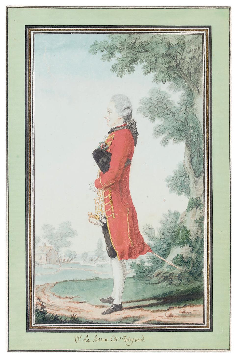 Louis Carrogis - Portrait of the Baron de Talleyrand, full-length, in a landscape