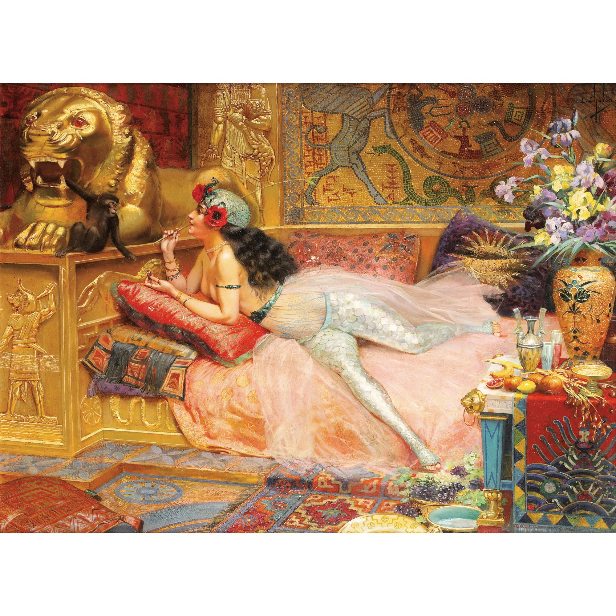 Louis Chalon - Odalisque Au Singelouis Chalon ; Odalisque With A Monkey ; Signed Upper Right ; Oil On Panel