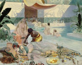 Louis Chalon - Odalisques at the harem pool