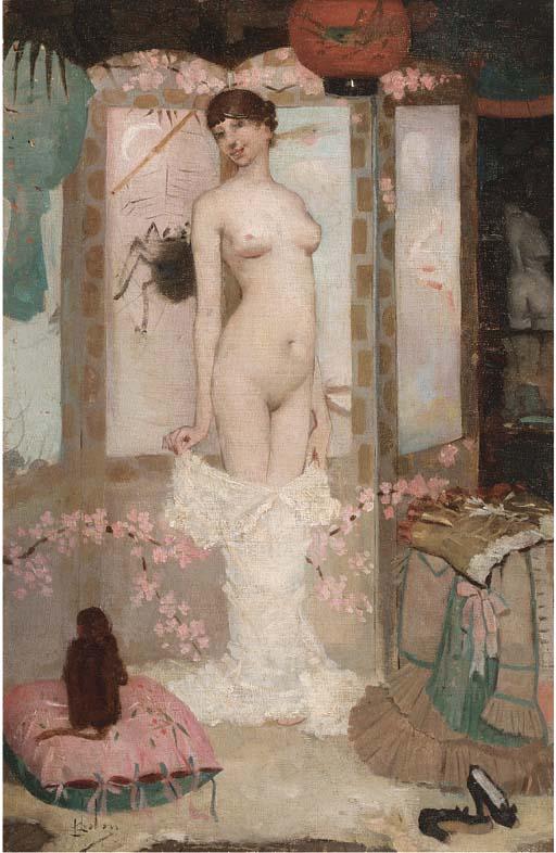 Louis Chalon - Une jeune femme deshabillant