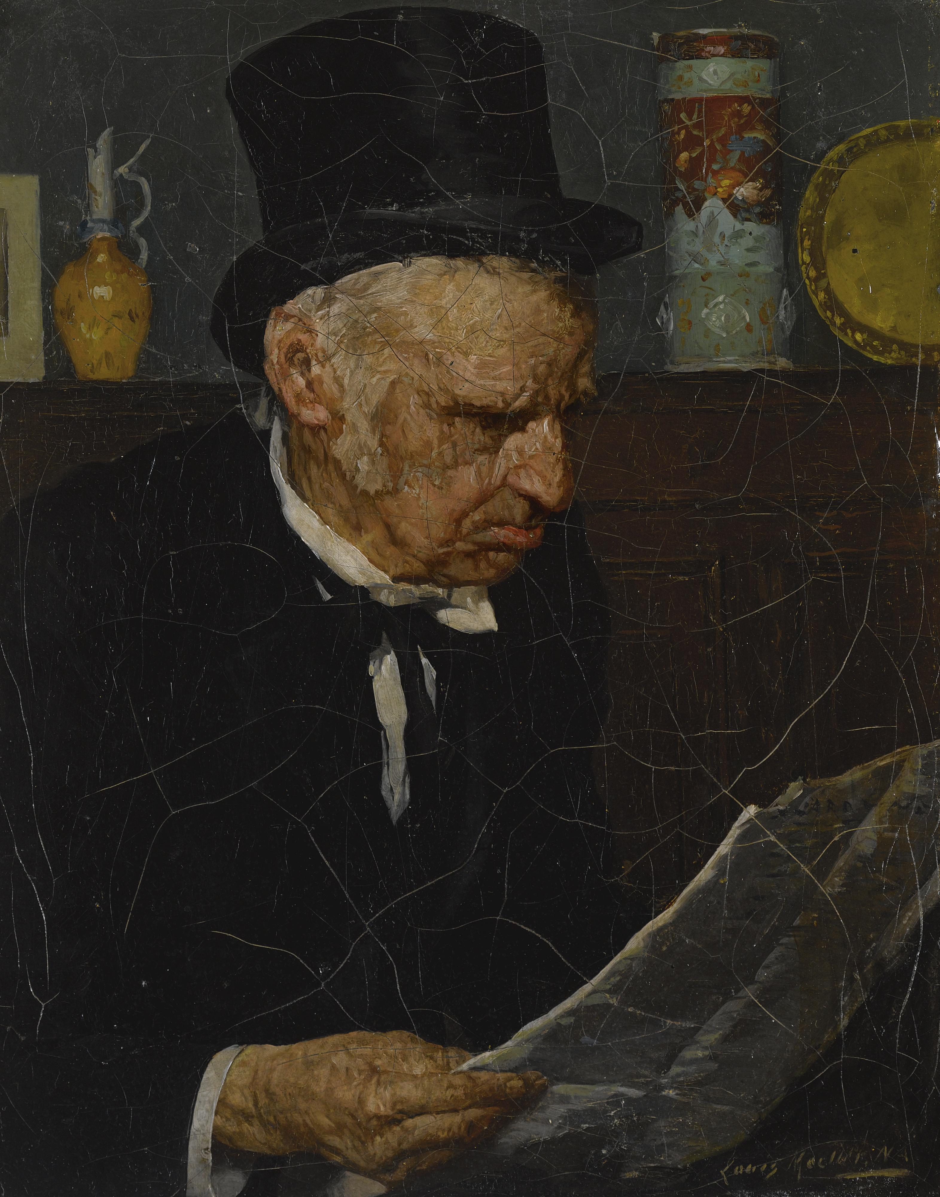 Louis Charles Moeller - Old Man Reading Paper