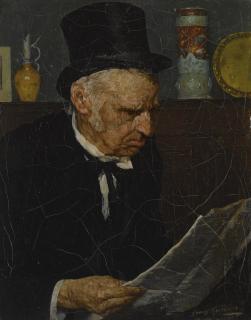 Louis Charles Moeller - Old Man Reading Paper
