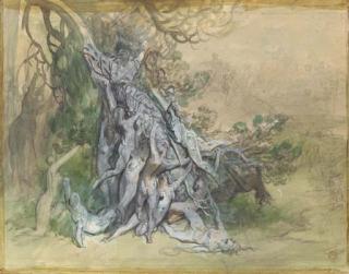 Louis-Christophe-Paul-Gustave Doré - Nymphs in a landscape