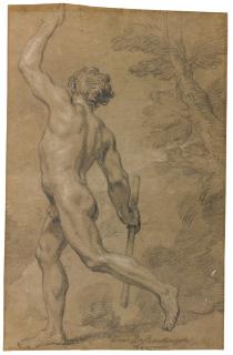 Louis De Boullogne The Younger - A Nude Man Standing Among Trees