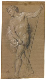 Louis De Boullogne The Younger - A Study Of A Man Holding A Staff
