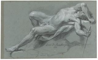 Louis De Boullogne The Younger - Reclining Male Nude