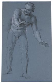 Louis De Boullogne The Younger - Standing Male Nude, Leaning Forward, With Arms Outstretched