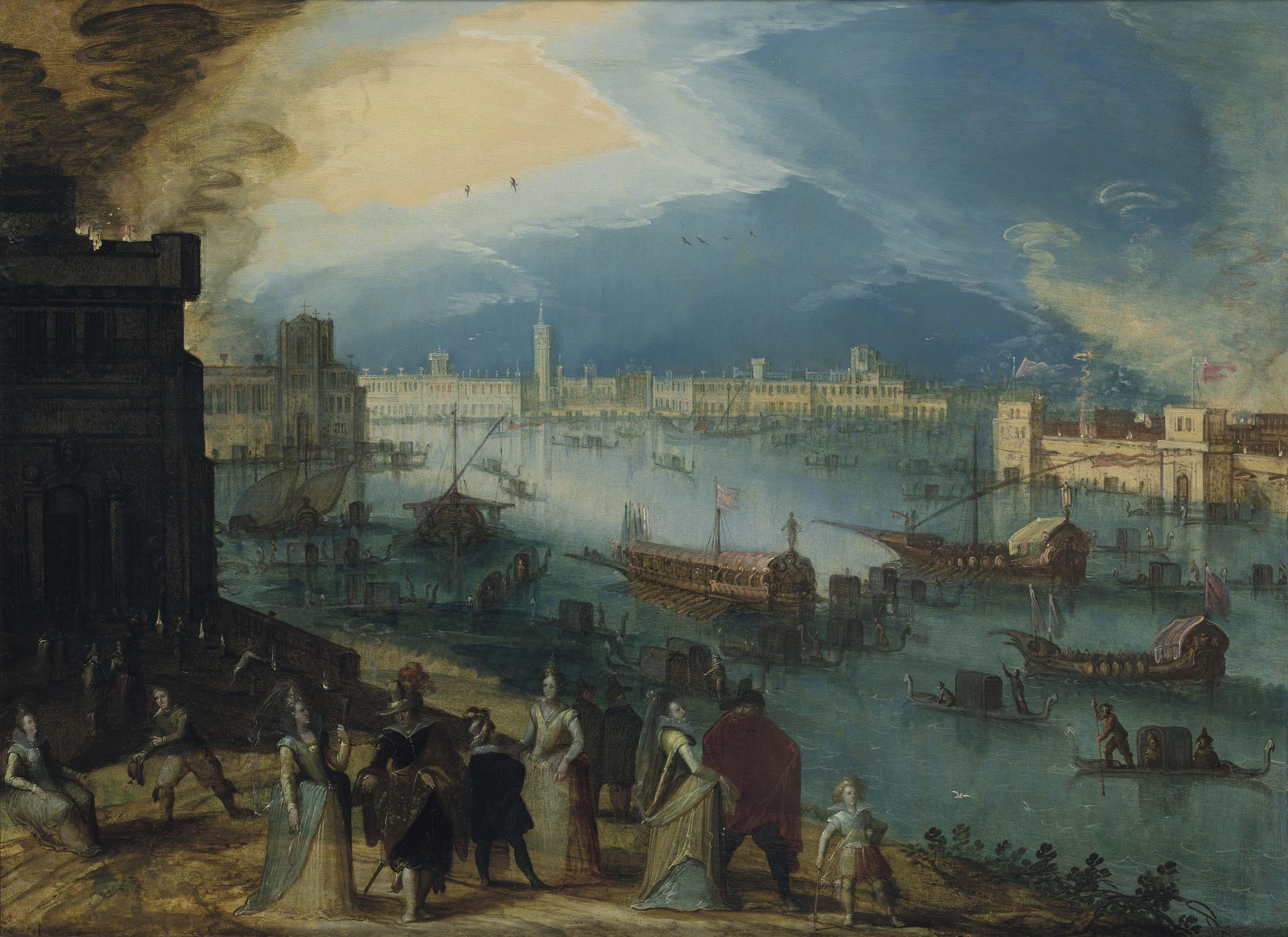 Louis De Caullery - A capriccio of the Bacino di San Marco, Venice, on Ascension Day