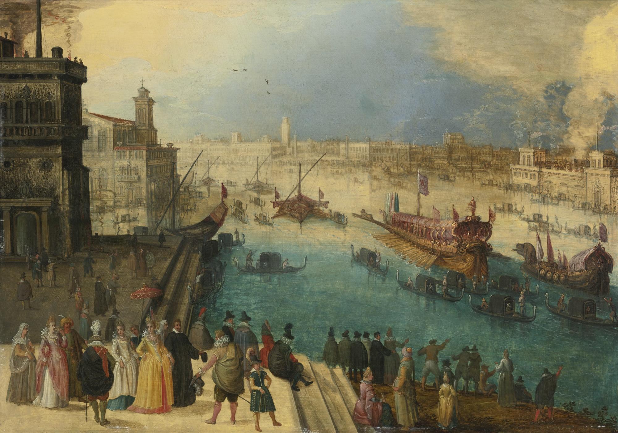Louis De Caullery - A Capriccio View Of Venice With The Bucintoro
