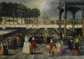 Louis De Caullery - Elégants Dans Le Parc D\'Un Palais Classiquelouis De Caullery ; Elegant In The Park Of A Classic Palace ; Oil On Panel