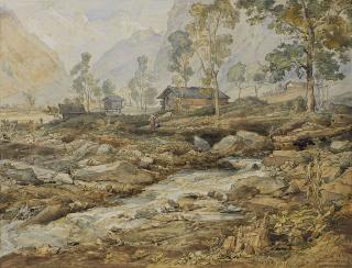 Louis-Désiré Thiénon - Chalets dans la vallée de Lauterbrunnen en Suisse