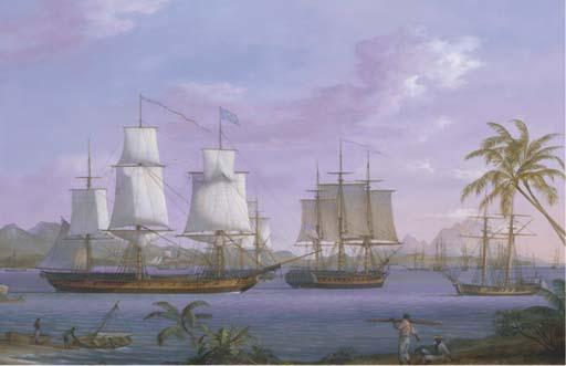 Louis Dodd - La flotte américaine dans le port de Basseterre en Guadeloupe