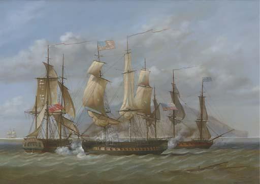 Louis Dodd - The capture of the H.M.S. Cyane and H.M.S. Levant by the U.S.F. Constitution off Madeira, 1815