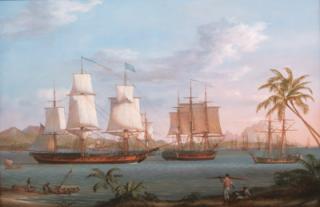 Louis Dodd - The Charleston built frigate John Adams with the American fleet on the Guadeloupe station under Commodore Truxtun at Basseterre, St. Christoper\'s and Nevis, Leeward Islands, West Indies