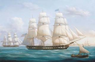 Louis Dodd - U.S.S. Constitution outsailing the British frigate Santa Margaretta in a match race off San Domingo, West Indies