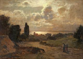 Louis Douzette - Landscape with a sunset