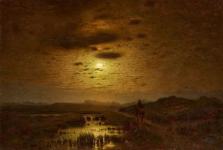 Louis Douzette - Moorlandschaft im Licht des Vollmonds.