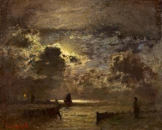 Louis Douzette - Nachthimmel über der Hafeneinfahrt.