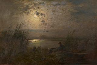 Louis Douzette - Nächtliche Entenjagd am Bodden.
