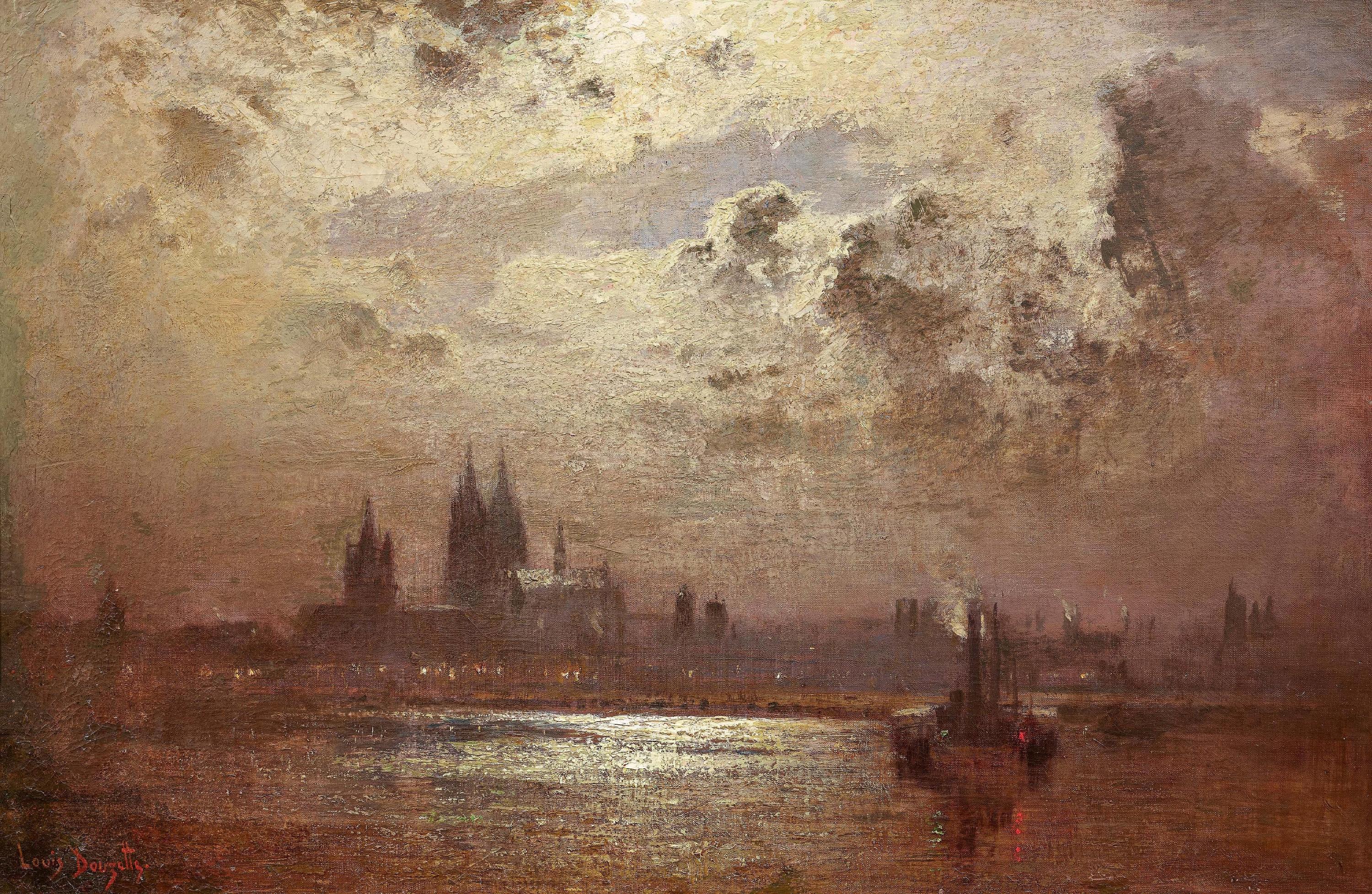 Louis Douzette - Nächtliches Panorama von Köln.