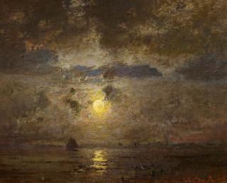 Louis Douzette - Vollmondnacht über dem Bodden