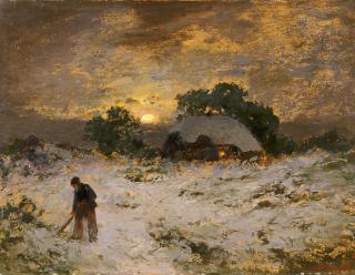 Louis Douzette - Winterlandschaft bei Sonnenuntergang