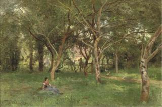 Louis Emile Dardoize - A Rest In The Orchard