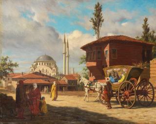 Louis Emile Pinel De Grandchamp - Figures outside the Eyüp Sultan Mosque, Istanbul