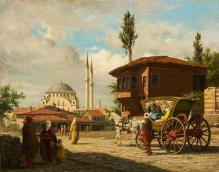 Louis Émile Pinel de Grandchamp - Partie in Istanbul mit der Eyüp-Sultan-Moschee im Hintergrund