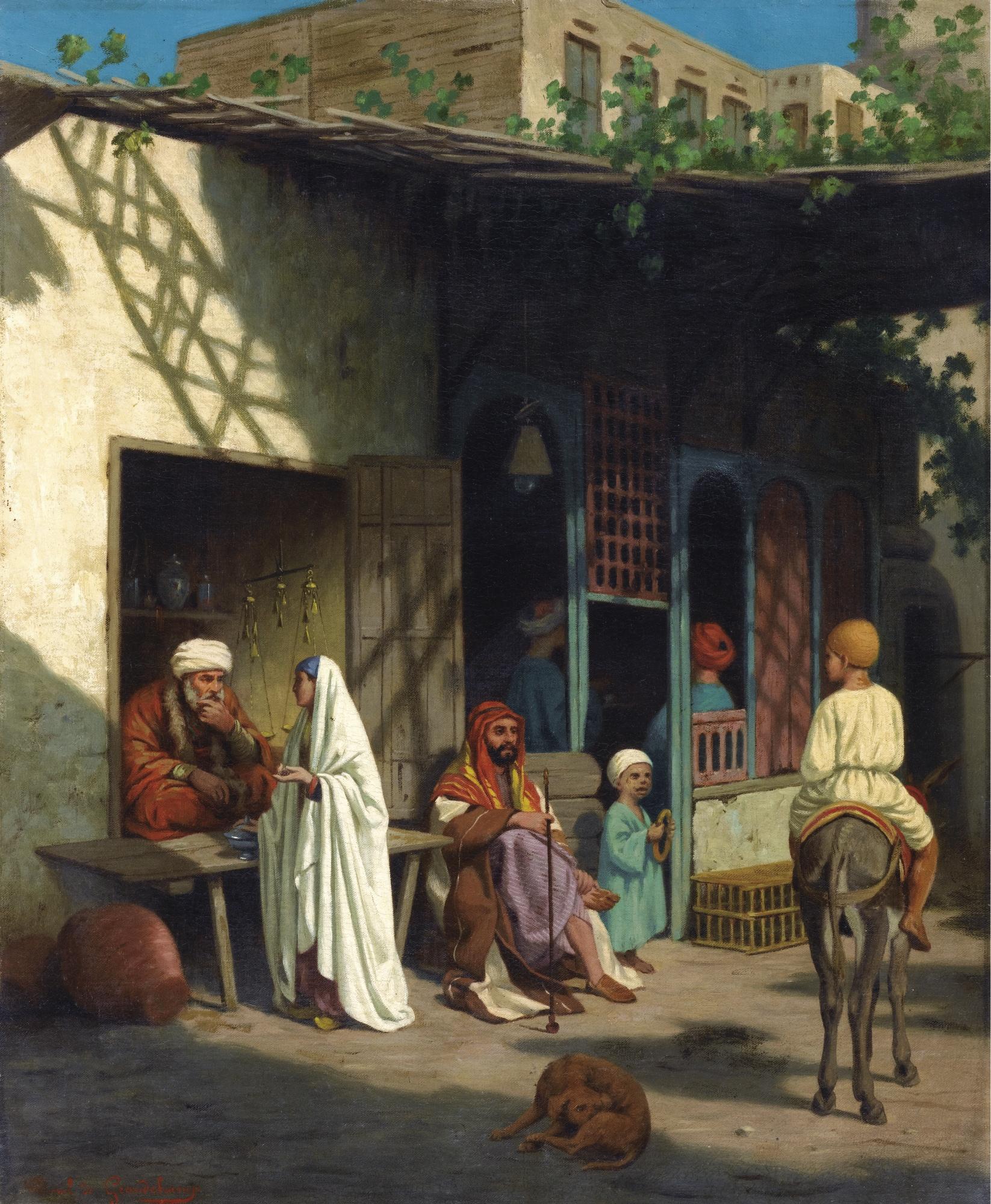 Louis-Emile Pinel De Grandchamp - Rue Animée Dans Un Souklouis-Emile Pinel De Grandchamp ; Bustling Street In A Souk ; Signed Lower Left ; Oil On Canvas, Unframed