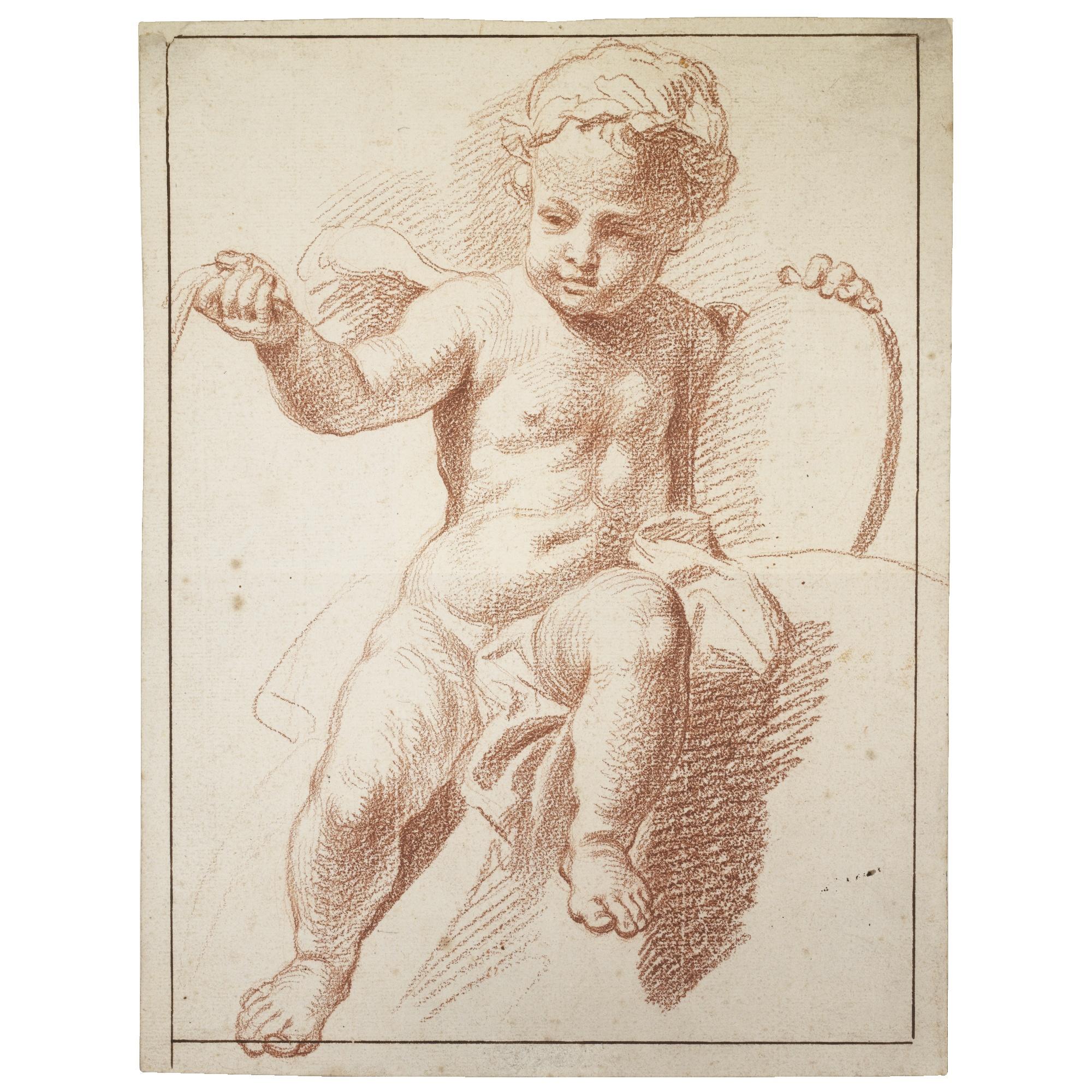 Louis Fabritius Dubourg - Study Of A Seated Putto