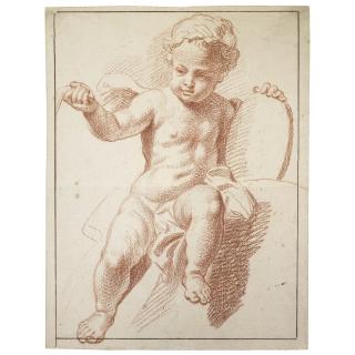 Louis Fabritius Dubourg - Study Of A Seated Putto