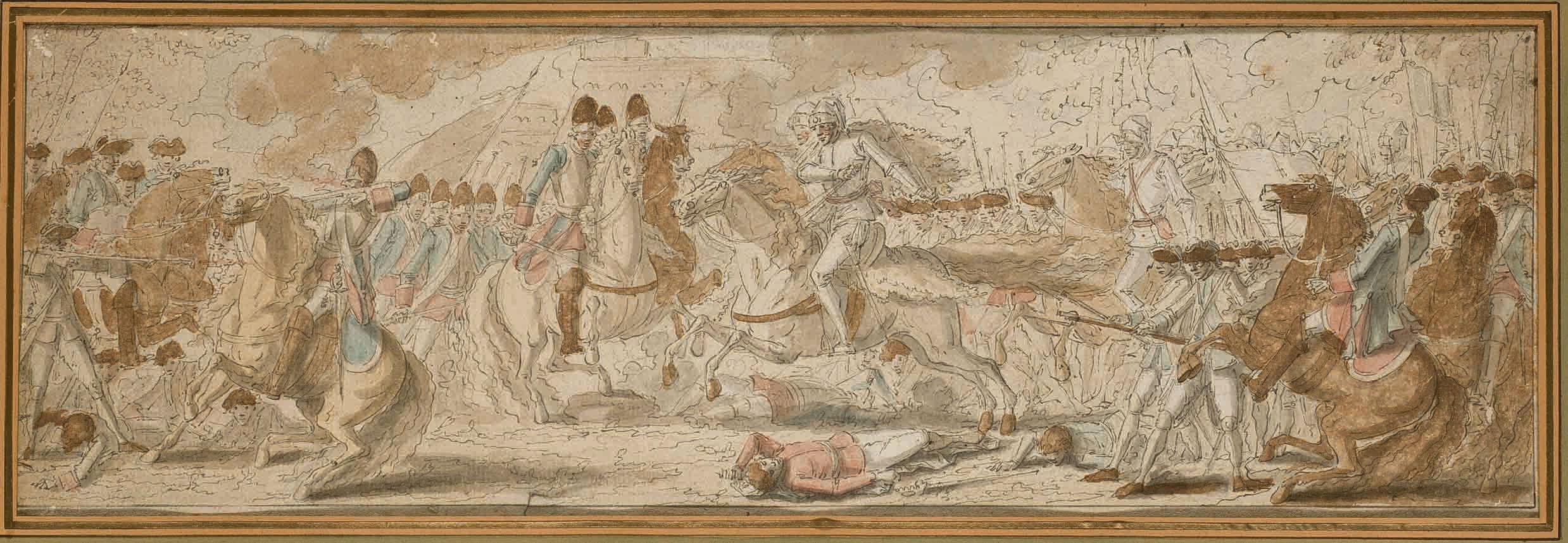 Louis-Felix De La Rue - Deux scènes de batailles