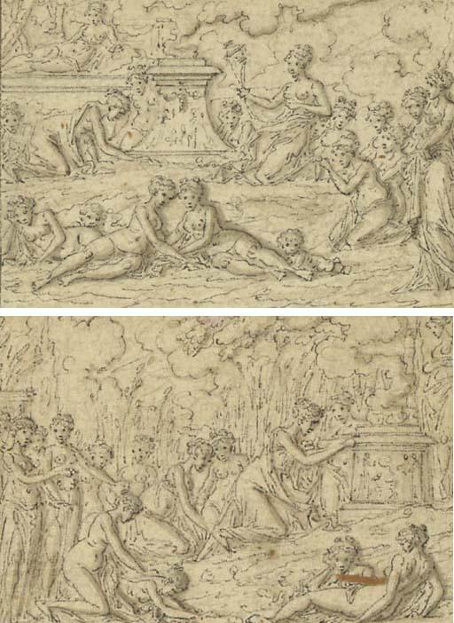 Louis-Félix de la Rue - Sacrifice to Diana; also a companion drawing