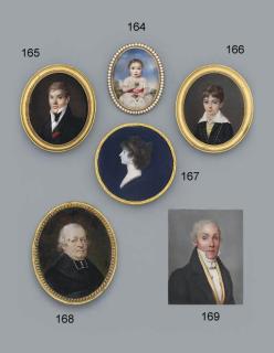 Louis François Aubry - A Young Gentleman, In Black Coat Decorated With A Red Ribbon On Left Lapel, White Waistcoat And Shirt With High Collars, Black Cravat