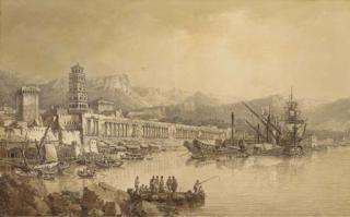 Louis-François Cassas - A view of the Emperor Diocletian\'s palace at Split