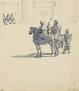 Louis-Francois Cassas - Cavaliers arabes devant un temple égyptien