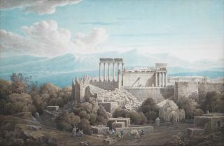 Louis-François Cassas - The remains of the Temple of Jupiter and the Great Court at Baalbek, Lebanon