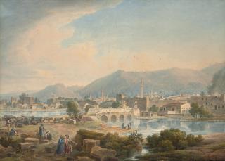 Louis-François Cassas - Vue D\'Antioche, En Turquie, Des Personnages Et Un Troupeau Au Premier Plan