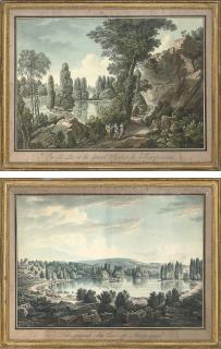 Louis François Cassas - Vue du Lac et du grand Rocher de Mortfontaine; and Vue générale des Lacs de Mortfontaine
