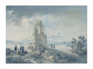 Louis-François Cassas - Vue imaginaire des ruines du tombeau d\'Antiochus Philopappos à Athènes
