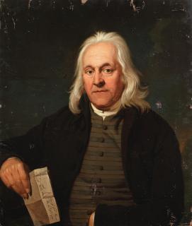 Louis François Gerard Van Der Puyl - Portrait of a gentleman, half-length, seated holding a letter from the Cape of Good Hope unframed