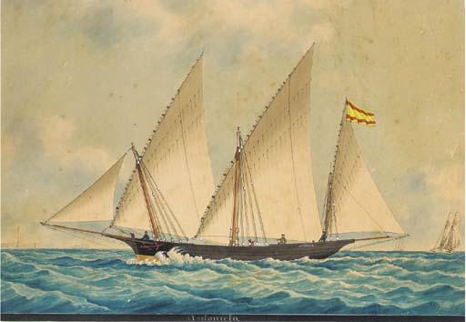 Louis Francois Prosper Roux - The Spanish trading xebec Antonieta off Marseilles