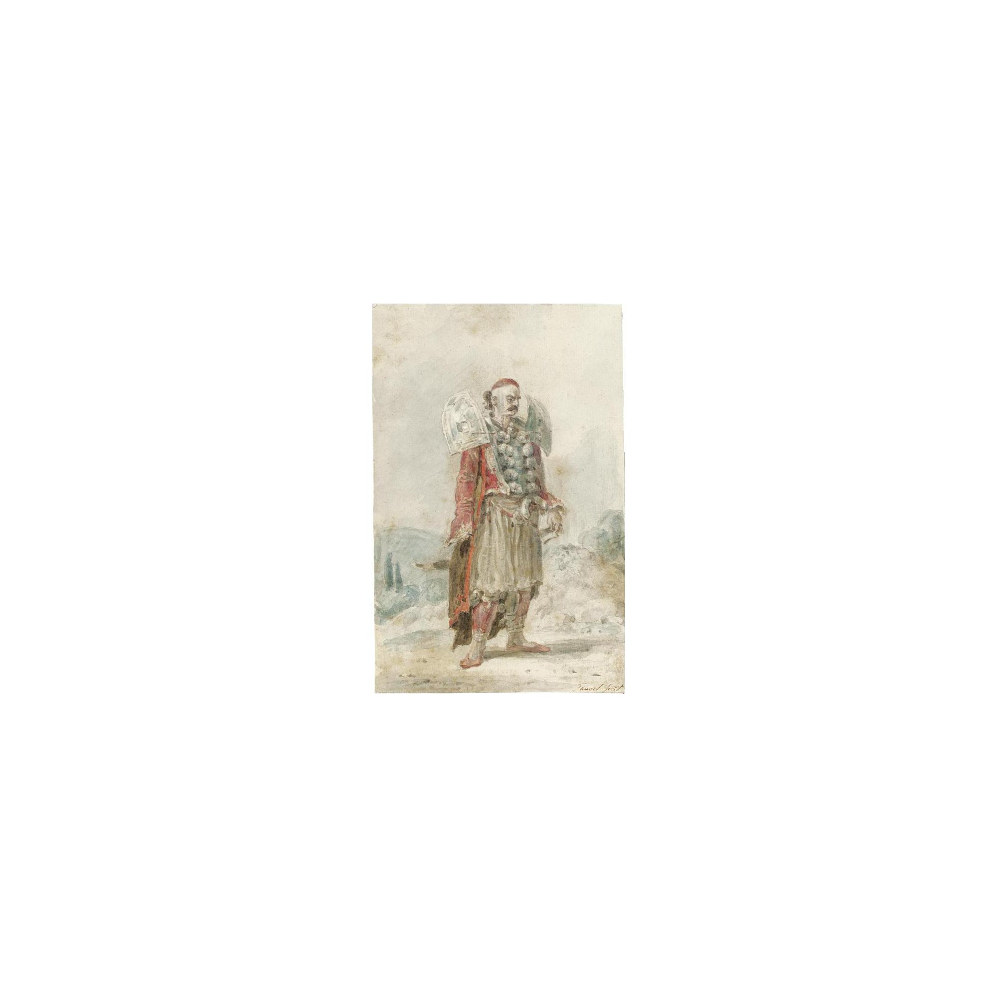 Louis François Sébastien Fauvel - Portrait Of A Turkish Man In A Ceremonial Costume