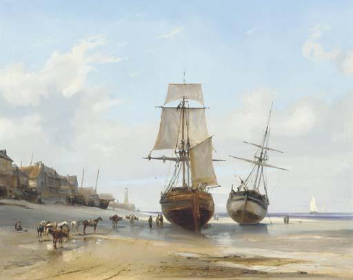 Louis-Gabriel-Eugène Isabey - Bateaux échoués (Honfleur, Low Tide)